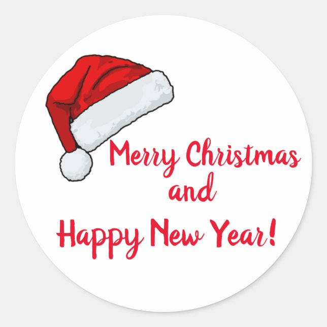 Santa Hat Classic Round Sticker (Front)