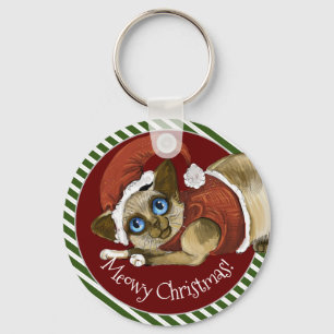 Santa Hat&Coat Christmas Kitty Key Ring
