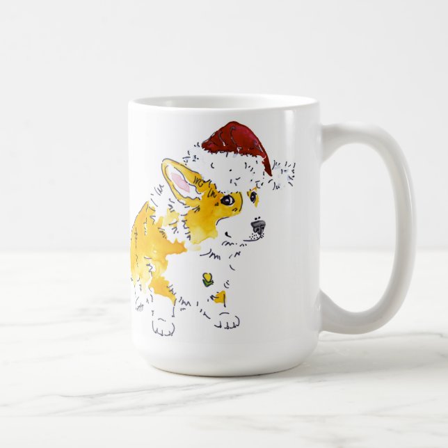 Santa Hat Corgi Coffee Mug (Right)