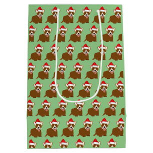 Santa Hat Corgi Medium Gift Bag