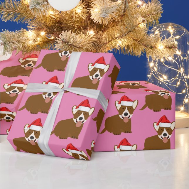 Santa Hat Corgi Wrapping Paper (Holidays)