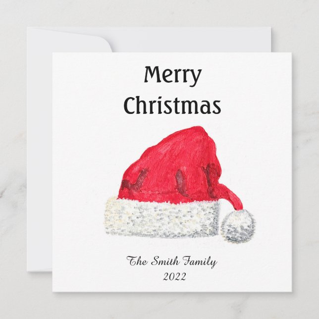 Santa Hat Cute Winter Christmas Retro Vintage Card (Front)