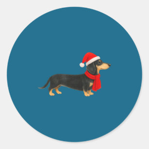 Santa Hat Dachshund Christmas Funny Cute Dog Mom  Classic Round Sticker
