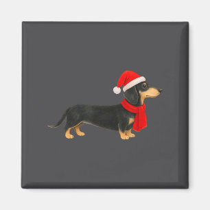 Santa Hat Dachshund Christmas Funny Cute Dog Mom Magnet