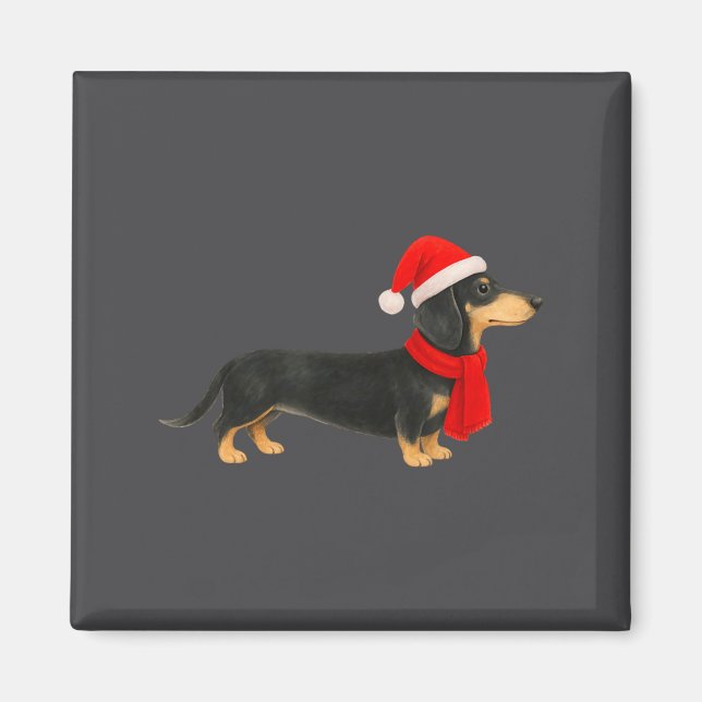 Santa Hat Dachshund Christmas Funny Cute Dog Mom  Magnet (Front)