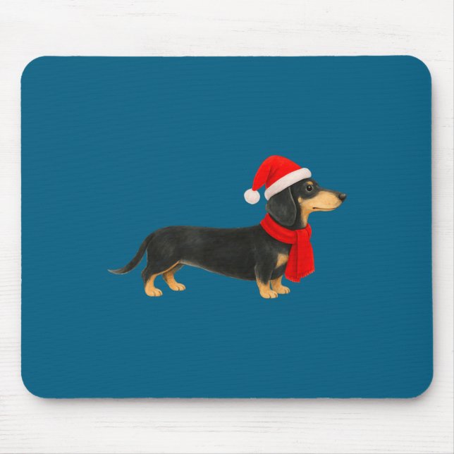 Santa Hat Dachshund Christmas Funny Cute Dog Mom  Mouse Pad (Front)