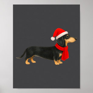 Santa Hat Dachshund Christmas Funny Cute Dog Mom  Poster