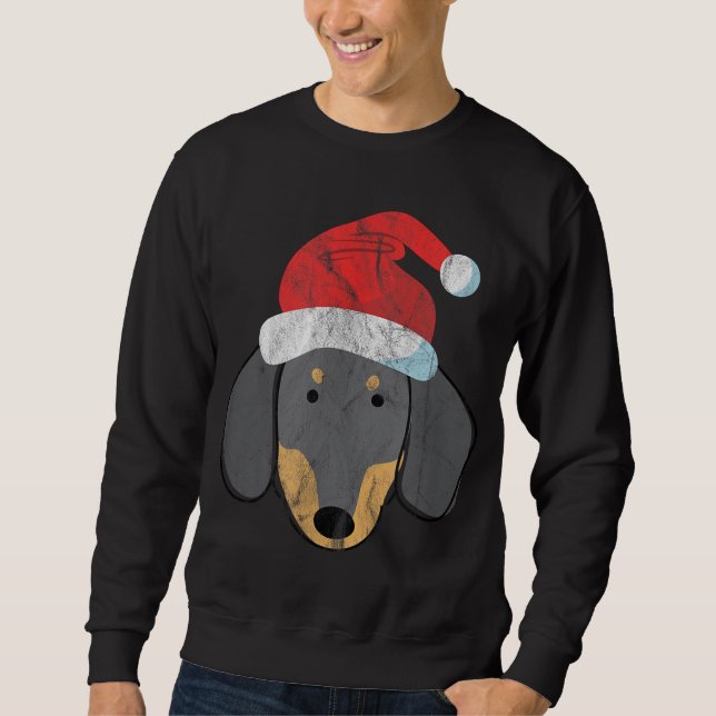 Santa Hat Dachshund PJs Christmas Xmas Wiener Wein Sweatshirt (Front)