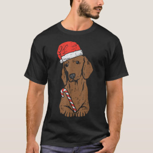 Santa Hat Dachshund Wiener Dog Christmas Xmas T-Shirt