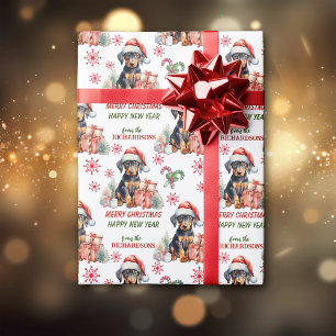 Santa Hat Doberman Pinscher Puppy Christmas Wrapping Paper