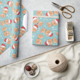 Santa Hat Dog Christmas Wrapping Paper