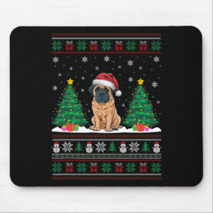 Santa Hat English Mastiff Dog Xmas Tree Lights Ugl Mouse Pad