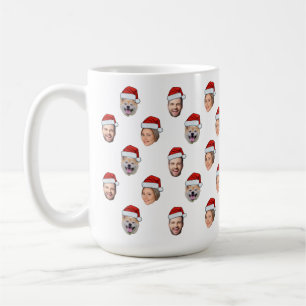 Santa Hat Face 3 Photos Family Christmas Gift Coffee Mug