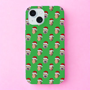 Santa Hat Face Family 3 Photos Christmas Gift iPhone 15 Case