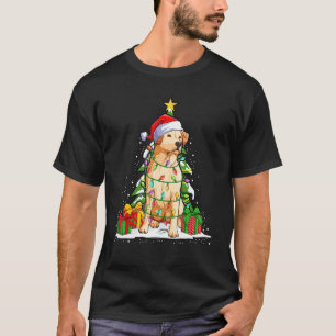 Santa Hat Fairy Lights Christmas Tree Golden Retri T-Shirt