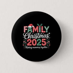 Santa Hat Family Christmas 2025 Matching Xmas Outf 6 Cm Round Badge