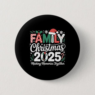 Santa Hat Family Christmas 2025 Matching Xmas Outf 6 Cm Round Badge