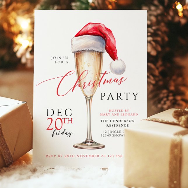 Santa Hat Festive Christmas Party Invitation (Creator Uploaded)