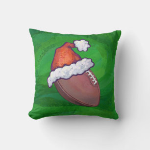 Santa Hat Football on Green Cushion