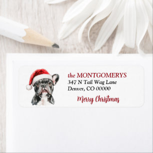 Santa Hat French Bulldog Christmas Return Address Label