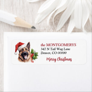 Santa Hat German Shepard Christmas Return Address Return Address Label