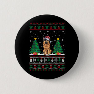 Santa Hat German Shepherd Dog Xmas Tree Lights Ugl 6 Cm Round Badge