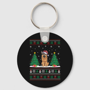 Santa Hat German Shepherd Dog Xmas Tree Lights Ugl Key Ring