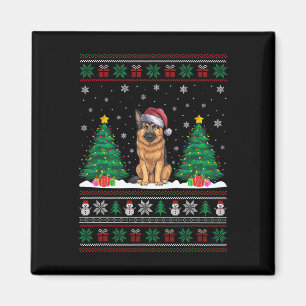 Santa Hat German Shepherd Dog Xmas Tree Lights Ugl Magnet