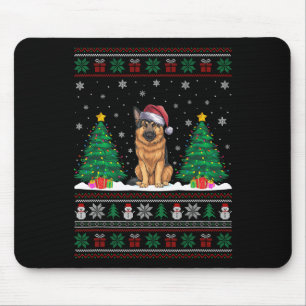 Santa Hat German Shepherd Dog Xmas Tree Lights Ugl Mouse Pad
