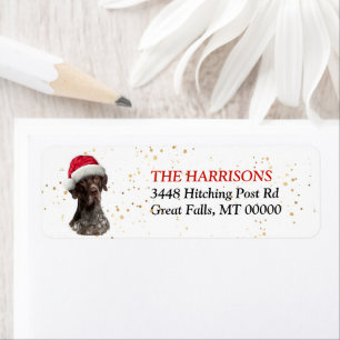 Santa Hat German Shorthair Pointer Return Address Label