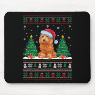 Santa Hat Goldendoodle Dog Xmas Tree Lights Ugly S Mouse Pad