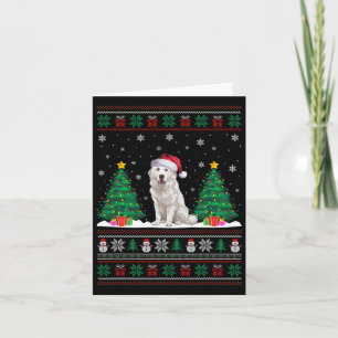 Santa Hat Great Pyrenees Dog Xmas Tree Lights Ugly Card