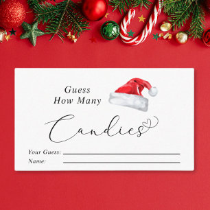 Santa Hat Guess How Many Candies Baby Shower Enclosure Card