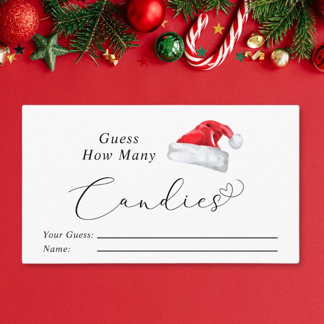 Santa Hat Guess How Many Candies Baby Shower Enclosure Card (Creator Uploaded)