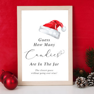 Santa Hat Guess How Many Candies Baby Shower Poster