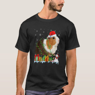 Santa Hat Guinea pig Christmas Lights Animals T-Shirt