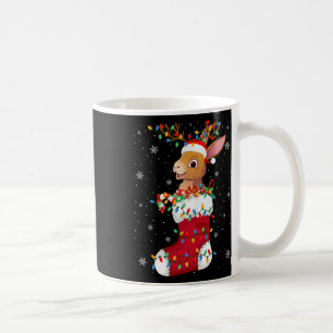 Santa Hat Hare Animal In Socks Xmas Tree Lights Coffee Mug