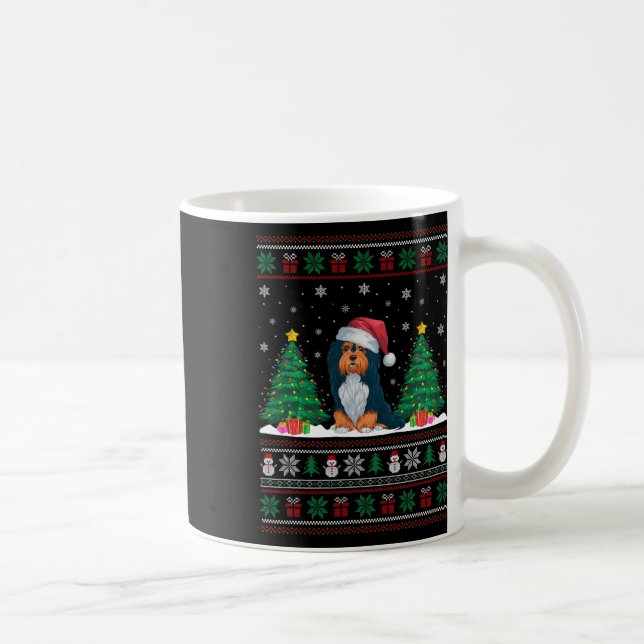 Santa Hat Havanese Dog Christmas Tree Lights Ugly  Coffee Mug (Right)