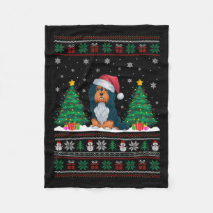 Santa Hat Havanese Dog Christmas Tree Lights Ugly  Fleece Blanket