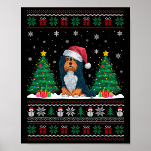 Santa Hat Havanese Dog Christmas Tree Lights Ugly  Poster