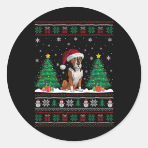 Santa Hat Heeler Dog Christmas Tree Lights Ugly Sw Classic Round Sticker