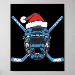 Santa Hat Hockey Sport Christmas Ice Hockey Playe Poster
