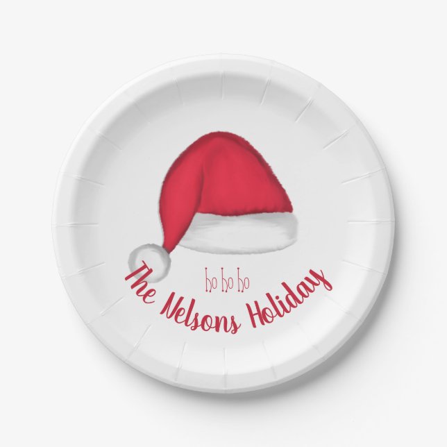 Santa Hat Holiday Paper plates 7" (Front)