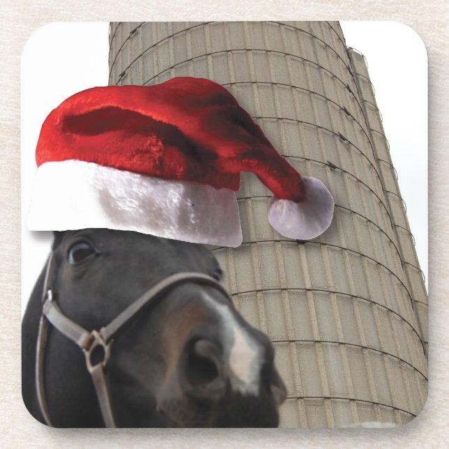 Santa Hat Horsey Coaster (Front)