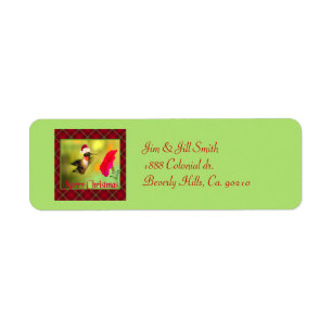 Santa Hat Hummingbird Christmas Return Address Label