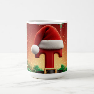 Santa Hat Initial T For Family Names Coffee Mug