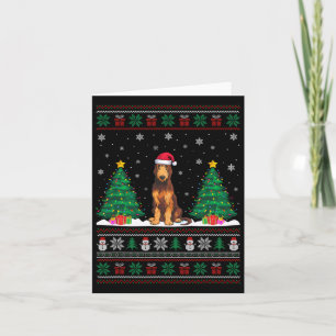 Santa Hat Irish Wolfhound Dog Xmas Tree Lights Ugl Card