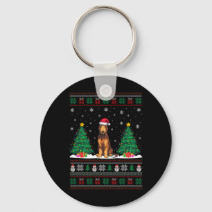 Santa Hat Irish Wolfhound Dog Xmas Tree Lights Ugl Key Ring