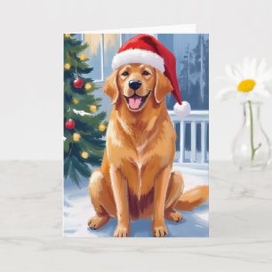 Santa Hat Labrador Merry Christmas Dog Painting Card
