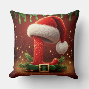 Santa Hat Letter L Christmas Cushion